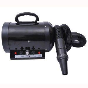 PawHut Secado de Pelo para Cães 2800W Secador de Pelo para Animais de Estimação com Temperatura e Velocidade Ajustável 3 Bicos Tubo Flexível 2,5m e Alça de Transporte 40x16x20cm Preto